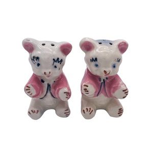 Vintage Salt and Pepper Shakers Bears Pink Blue